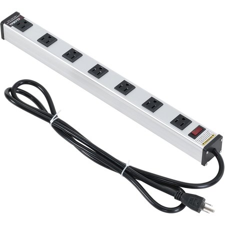 GLOBAL INDUSTRIAL 19 7 Outlet Aluminum Power Strip with 6-ft Cord ETL/cETL 500882